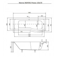 Ванна Besco PMD Piramida Inspiro 150x70 првая, без панели, без ног