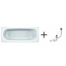 Ванна KollerPool 120х70 прямоугольная, без ножек + Сифон для ванны Viega 311537