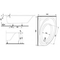 SPRING ванна 160x100 асимметричная правая в комплекте с сифоном Geberit 150.520.21.1, с ножками