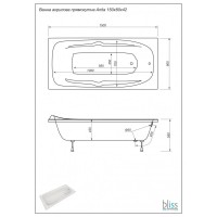 Ванна  на каркасе акриловая прямоугольная Bliss Anita 150х80