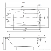 Ванна прямоугольная акриловая  Besco PMD Piramida Bona  140x70
