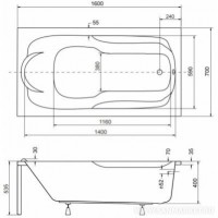 Ванна прямоугольная акриловая  Besco PMD Piramida Bona  160x70