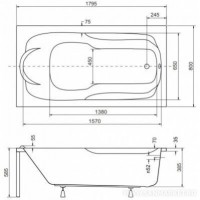 Ванна прямоугольная акриловая  Besco PMD Piramida Bona 180x80