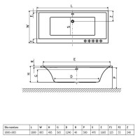 Ванна RADAWAY Aridea Lux 180×80 с ножками, OBEX.180.58WH