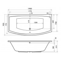 Ванна RADAWAY Tilia 190x90 с ножками, WA1-03-190x090U
