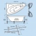 Ванна Triton Изабель правая1700х1000х630 асимметричная (ванна+каркас+лицевой экран+слив-перелив)