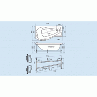 Ванна Triton Мишель Левая 1700х960х600 асимметричная (ванна+каркас+лицевой экран+слив-перелив)