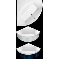 Ванна угловая VILLEROY&BOCH SQUARO  1450*1450см с передней панелью  (цвет ванны белый, цвет панели черный) BQ145SQR3PBV-01
