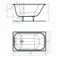 Ванна УНИВЕРСАЛ "Каприз" 120x70 прямоугольная, с ножками, ВЧ-1200