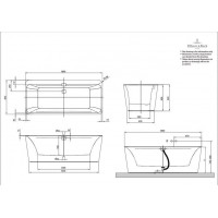 Ванна VILLEROY&BOCH SQUARO EDGE 12  180*80см (отдельностоящая, с панелью цвет Графит) BQ180SQE7PDT1V-01