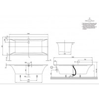 Ванна VILLEROY&BOCH SQUARO EDGE 12  190*90см (ножки+ комплект слив/перелив) UBQ190SQE2DV-01