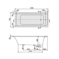 Ванна VILLEROY&BOCH  TARGA STYLE UBA 170FRA2V-01  170/75 см