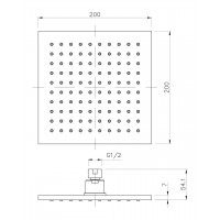 Верхний душ IMPRESE SQ200B диаметр 200 мм