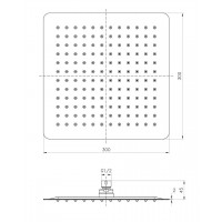 Верхний душ IMPRESE SQ300SS2 диаметр 300 мм
